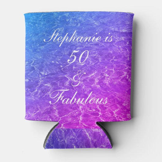 50 Uitstekende Verjaardag Roze Paarse Water Sparkl Blikjeskoeler (Voorkant)