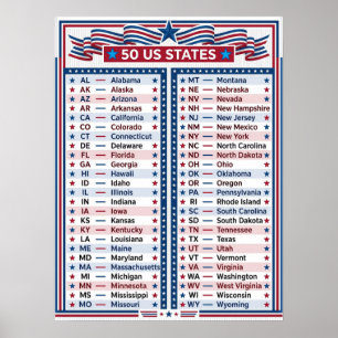 ★ 50 Verenigde Staten van Amerika - Nationaal Rood Poster