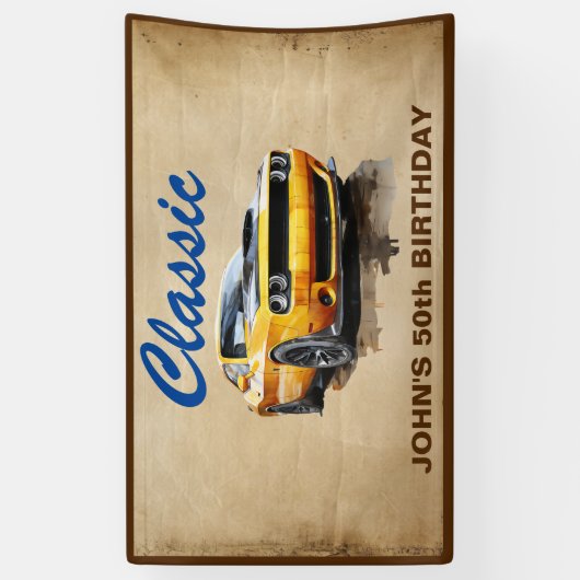 50 Verjaardag Klassieke Spier Auto Verjaardag Spandoek (Verticaal)