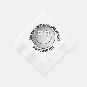 50 x Custom Golf Theme Party BLUE EYES Happy Face Servet