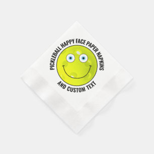 50 x Custom Pickleball Party BLUE EYES Happy Face Servet