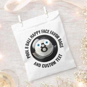50 x Custom Pool 8 Ball Party BLUE EYES Happy Face Bedankzakje