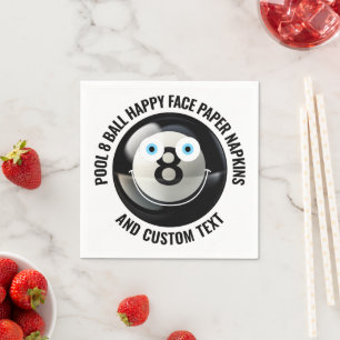 50 x Custom Pool 8 Ball Party BLUE EYES Happy Face Servet