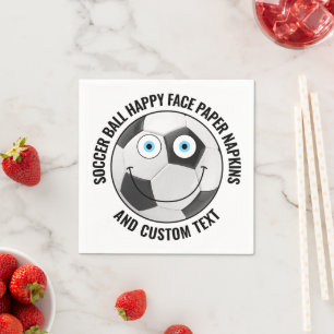 50 x Custom Soccer Party BLUE EYES Happy Face Servet