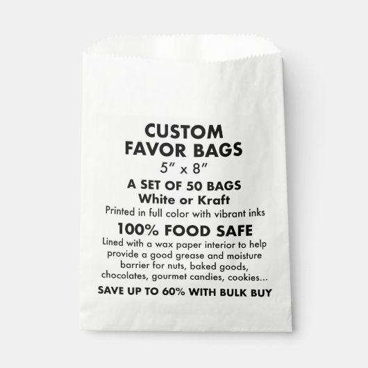 50 x Sacs personnalisés personnalisés de préférenc (Devant)