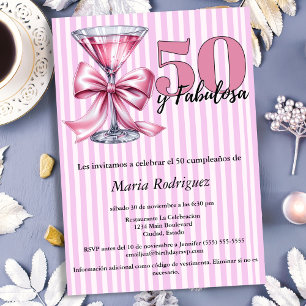 50 y Fabulosa Pink Martini Spaanse 50ste verjaarda Kaart