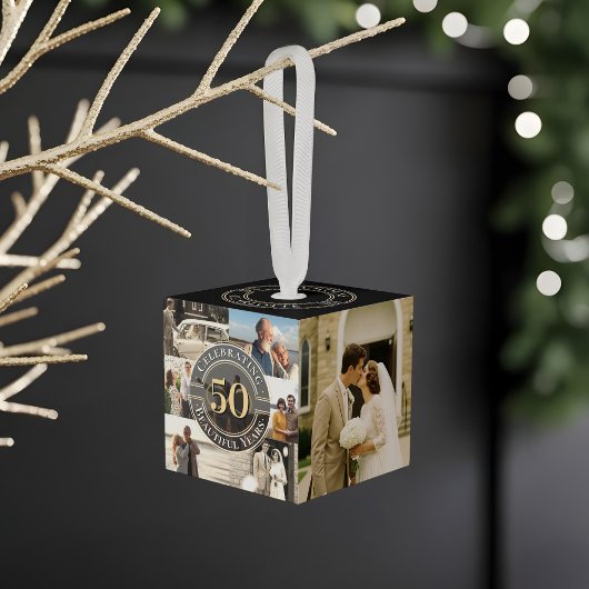 50 Years Golden Anniversary Infinity Photo Collage Kubus Ornament