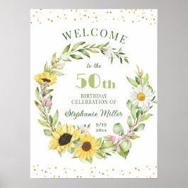 50e 50e verjaardagsfeestje Zonnebloem Bloemen Welk Poster