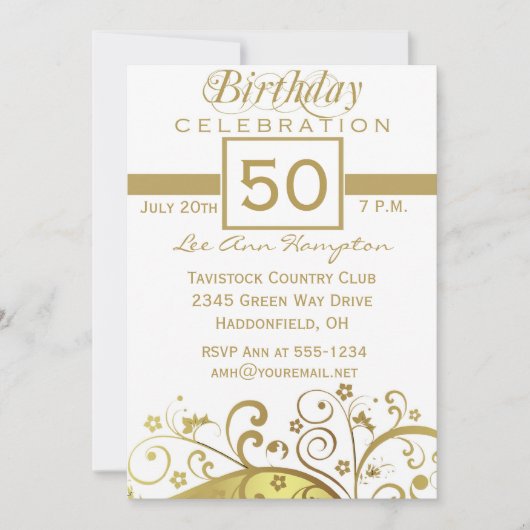 50e - 59e verjaardag van uitnodigingen van de Birt (Voorkant)