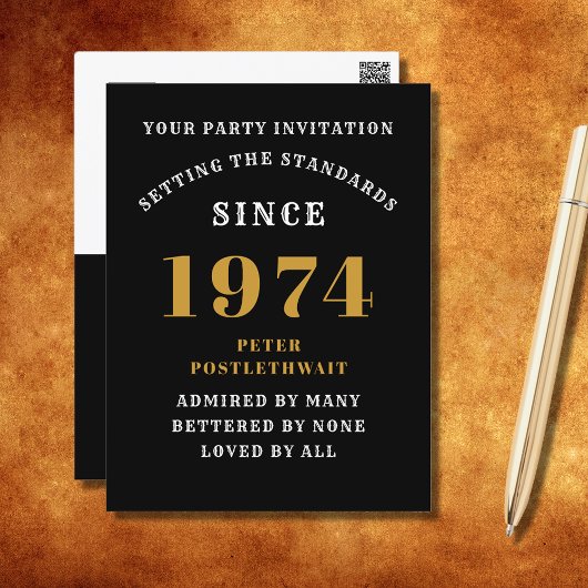 50e anniversaire 1974 Black Gold Invitation