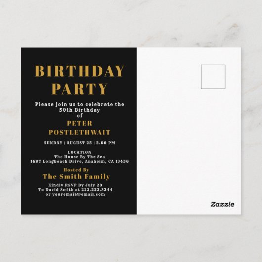 50e anniversaire 1974 Black Gold Invitation (Dos)