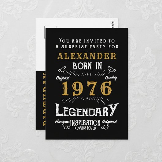 50e anniversaire 1976 Invitation légendaire noir o