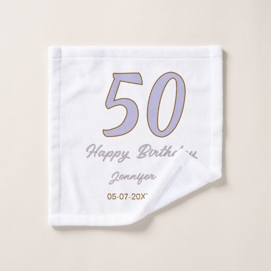 50e anniversaire ajouter nom date année mode viole (Gant de toilette)