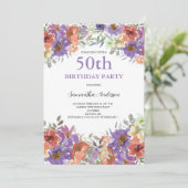 50e anniversaire Aquarelle Invitation florale (Debout devant)