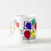 50e anniversaire Ballons Mugs personnalisés (Devant gauche)