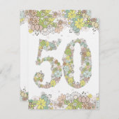 50e anniversaire Blooms naturels Dames Invitation  (Devant / Derrière)