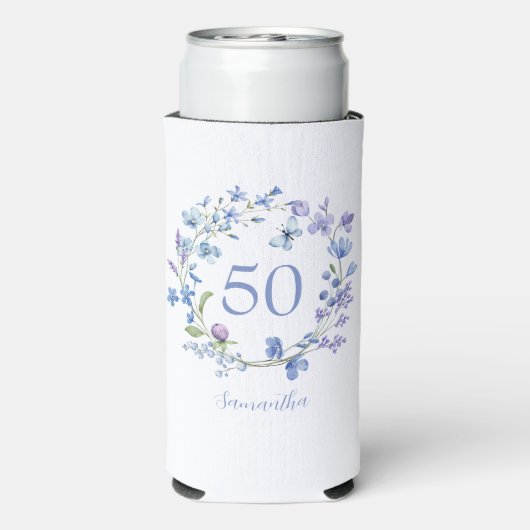 50e anniversaire Blue Floral Nom Glacière (Seltzer Verso)