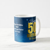 50e anniversaire Blue Space Typographie Café Mug (Devant droit)