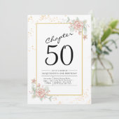 50e anniversaire Blush Floral Invitation (Debout devant)