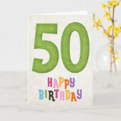 50e anniversaire Bonne carte d'anniversaire Design (Fleur jaune)