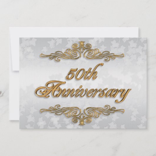 50e anniversaire carte d'invitation élégante (Devant)