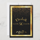 50e anniversaire carte d'invitation noir et or (Devant)
