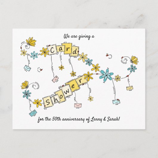 50e Anniversaire Carte Douche Whimsical Demande (Devant)