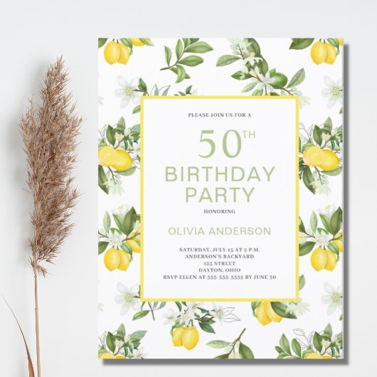 50e anniversaire Citron Citrus Invitation