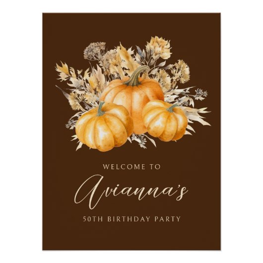 50e anniversaire Citrouille Rustic Automne Affiche (Devant)
