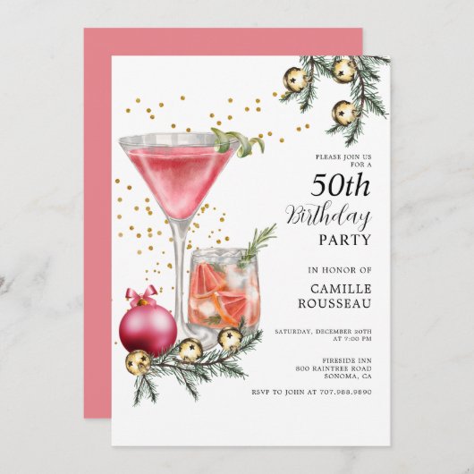 50e anniversaire Cocktail Party Invitation (Devant / Derrière)