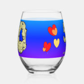 50e Anniversaire Coeurs bleu pourpre Vin Verre (Gauche)