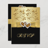 50e Anniversaire Coeurs joints 2 Mariage RSVP (Devant / Derrière)