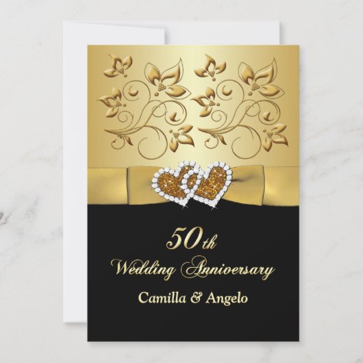 50e anniversaire Coeurs unis Invitation 2 (Devant)