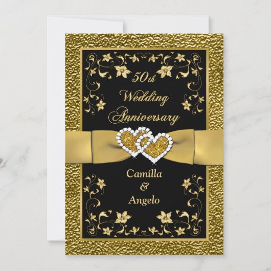 50e anniversaire Coeurs unis Invitation 3 (Devant)