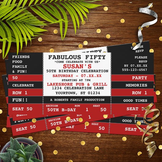 50e anniversaire Concert Ticket Party Invitation