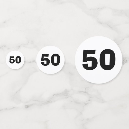 50e anniversaire Confetti noir et blanc (Devant)