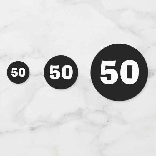 50e anniversaire Confetti noir et blanc (Derrière)