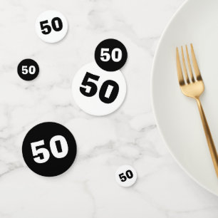 50e anniversaire Confetti noir et blanc