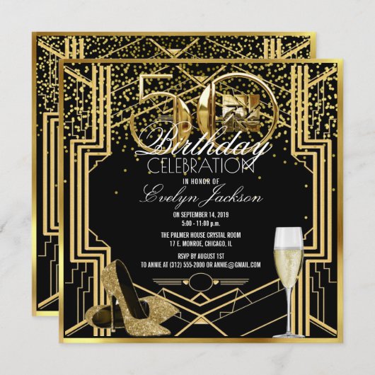 50e anniversaire de célébration invitation (Devant / Derrière)
