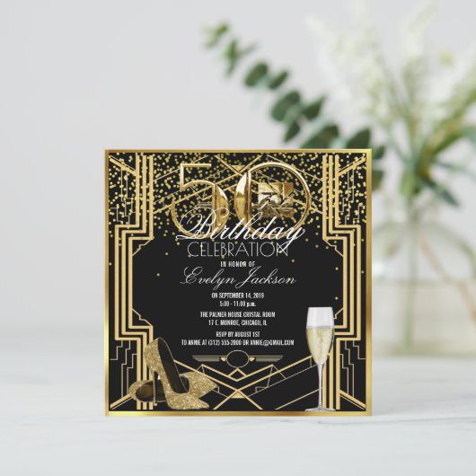 50e anniversaire de célébration invitation (Debout devant)