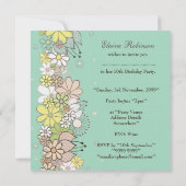 50e anniversaire de fête Aqua Blooms invitation pe (Dos)