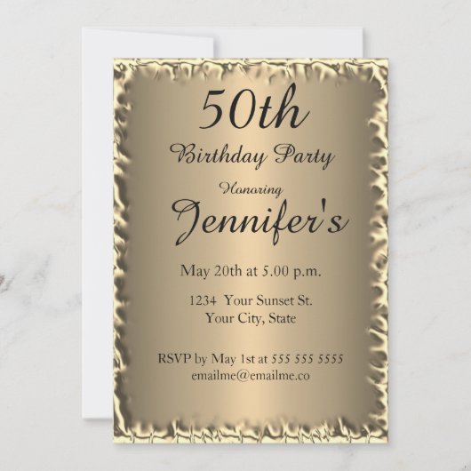 50e anniversaire de fête or Invitation (Devant)