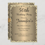 50e anniversaire de fête or Invitation (Devant / Derrière)