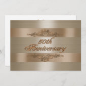 50e anniversaire de la fête or satin invitation (Devant / Derrière)
