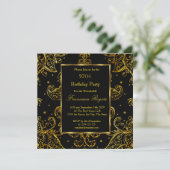 50e anniversaire de luxe Gold Black Invitation (Debout devant)