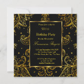 50e anniversaire de luxe Gold Black Invitation (Devant)