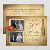 50e anniversaire de mariage deux photos invitation (Devant / Derrière)