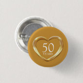 50e anniversaire de mariage d'or badge de coeur (Devant & derrière)