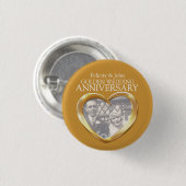 50e anniversaire de mariage d'or badge photo du co (Devant & derrière)