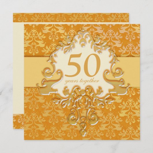 50e Anniversaire de Mariage d'or Invitation (Devant / Derrière)